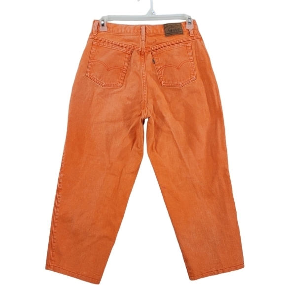 Vtg Levis 569 Orange Jeans Hi Rise Taper Crop Denim Ws 12 29x24 900 Series 12/92 - Picture 7 of 16